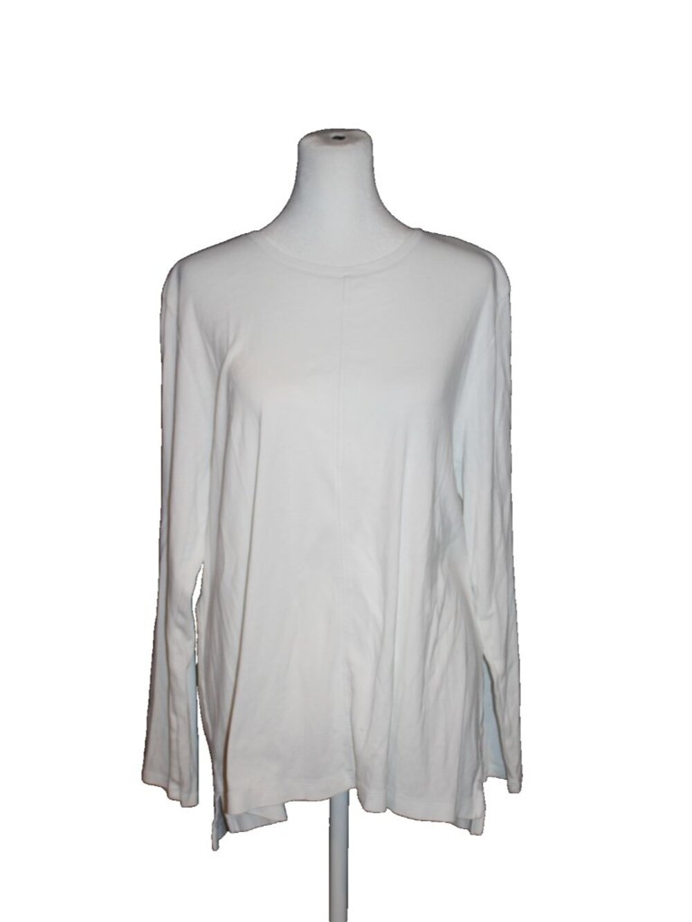 J Jill Top Women's Size XL White Pima Crew Neck High Low Tee Long Sleeve Casual